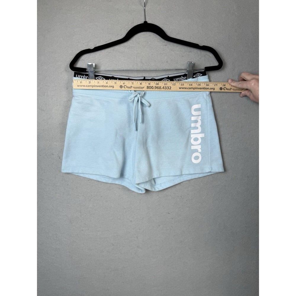 Umbro Sweat Shorts Womens M?(read) Light Blue Logo Drawstring Athleisure Retro - Picture 2 of 6